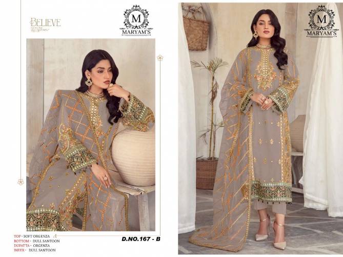 167 Maryams Soft Organza With Embroidery Pakistani Suits Wholesale Shop In Surat
